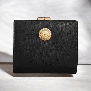Valentino Garavani Black Wallet with Gold Emblem